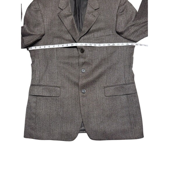 Andrew Fezza Men's Sport Coat Blazer 3 Button Brown Herringbone Wool Blend 42R - Picture 6 of 11